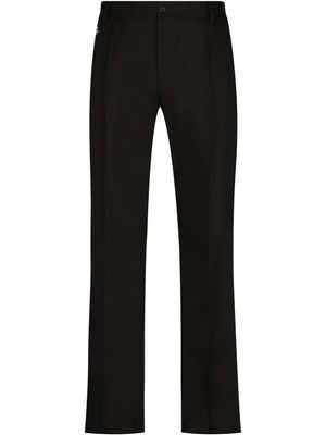 Dolce & Gabbana pantalon en coton stretch à patch logo DG - Noir