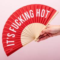 Houten waaier It's Fucking Hot - Rood