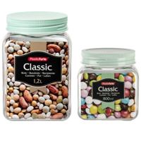 Plasticforte - 12x stuks kunststof keuken voorraadpotten - weckpotten - 0.8 en 1.2 liter - mintgroen