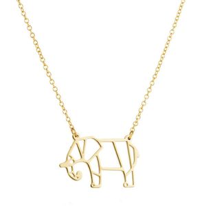 LGT Jewels Dames ketting Origami elephant Goudkleurig