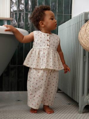 Babyset met top en wijde broek voor baby ecru