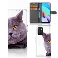 Xiaomi Redmi 10 | Telefoonhoesje | Met pasjeshouder | Kat Xiaomi Redmi 10 | Telefoonhoesje | Met pasjeshouder | Kat