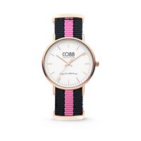 CO88 Horloge staal/nylon rosékleurig/zwart/roze 8CW-10033 - thumbnail