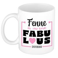 Naam mok Fenne - wit - Fabulous - keramiek - 300 ml - cadeau collega beker