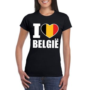 Zwart I love Belgie fan shirt dames