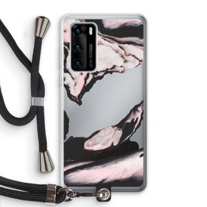 Roze stroom: Huawei P40 Transparant Hoesje met koord