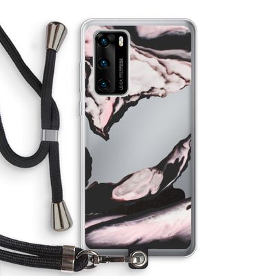 Roze stroom: Huawei P40 Transparant Hoesje met koord