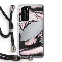 Roze stroom: Huawei P40 Transparant Hoesje met koord