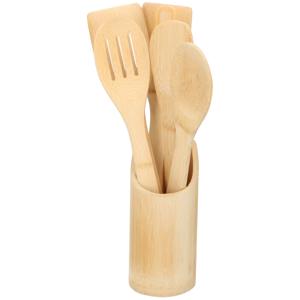 Spatelset - 5-delig - bamboe - in pot - keukenspatels - spatels