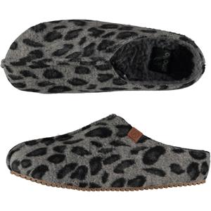 Apollo Dames instap slippers/pantoffels - luipaard print - grijs - maat 41-42