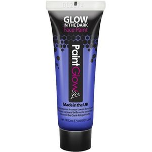 Face/Body paint - neon blauw/glow in the dark - 10 ml - schmink/make-up - waterbasis   -