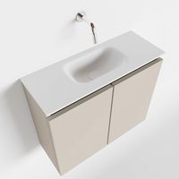 Toiletmeubel Mondiaz Ture | 60 cm | Meubelkleur Linen | Eden wastafel Talc Midden | Zonder kraangat