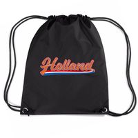 Holland wimpel met Nederlandse vlag voetbal rugzakje / sporttas met rijgkoord zwart