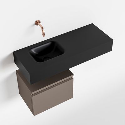 Toiletmeubel Mondiaz Andor | 80 cm | Meubelkleur Smoke | Lex vrijhangend wastafel Urban Links | Zonder kraangat