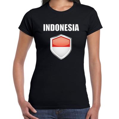 Indonesie landen supporters t-shirt - zwart - dames - fan kleding - korte mouwen