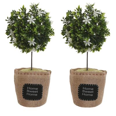 Deurstopper plant - 2x - 1 kilo - wit - polyester - 18 x 18 x 26 cm