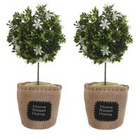 Deurstopper plant - 2x - 1 kilo - wit - polyester - 18 x 18 x 26 cm