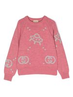 Gucci Kids pull en maille intarsia - Rose - thumbnail