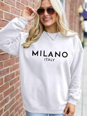Bon&Bon Milano Rhinestone Sweatshirt | Black Long Sleeve Pullover White / L