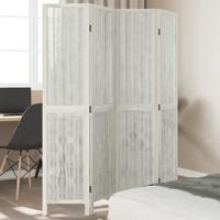 Kamerscherm met 4 panelen massief paulowniahout wit - thumbnail