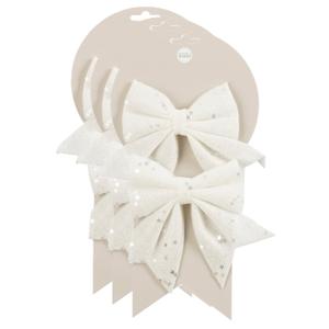 Kerst ornamenten strikken - 6x st - wit - 12 x 13 cm - polyester - kerstboomstrikjes