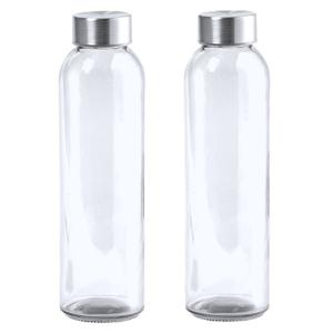 Waterfles/drinkfles AQUAMAN - 2x - glas - transparant - met RVS dop - 500 ml - Sportfles - Bidon