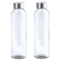 Waterfles/drinkfles AQUAMAN - 2x - glas - transparant - met RVS dop - 500 ml - Sportfles - Bidon - thumbnail