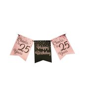 Verjaardagsslinger Vaandel 25 Jaar Roze/Zwart (6m)
