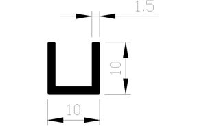 U-profiel alu brute 10x10x10x1.5mm