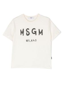 MSGM Kids t-shirt en coton à logo imprimé - Tons neutres