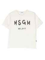 MSGM Kids t-shirt en coton à logo imprimé - Tons neutres