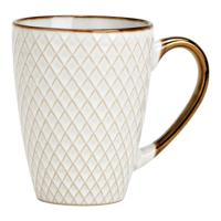 Koffiemokken Marbella - 1x stuks - Keramiek - wit/goud - 300 ml - 8 x 11 cm