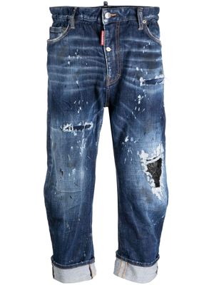 DSQUARED2 jean court à effet usé - Bleu