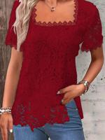 Loose Casual Square Neck T-Shirt - thumbnail