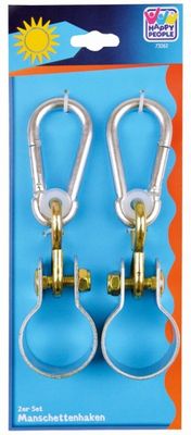 Happy People bevestigingsringen met karabijnhaak metaal 2 stuks