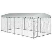 Hondenkennel voor buiten met dak 7,6x3,8x2,3 m