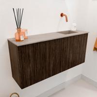 Toiletmeubel Mondiaz Joya Dlux | 90 cm | Meubelkleur Walnut | Faye wastafel Saba Wasbak Rechts | Zonder kraangat(en)