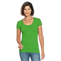 Bodyfit dames t-shirt limegroen met ronde hals XL (42)  -