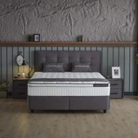 2-Persoons Boxspring Met Opbergruimte Modebedd - Antraciet - Antraciet 140x200 Cm - Pocketvering - Inclusief Topper - Dekbed-Discounter.nl