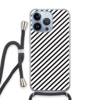 Strepen zwart-wit: iPhone 13 Pro Transparant Hoesje met koord