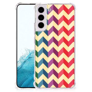 Samsung Galaxy S22 Plus Doorzichtige Silicone Hoesje Zigzag Multi Color