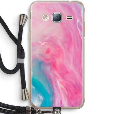 Roze explosie: Samsung Galaxy J3 (2016) Transparant Hoesje met koord