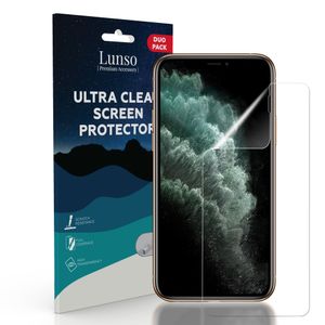 Lunso - Duo Pack (2 stuks) Beschermfolie - Full Cover Screen Protector - iPhone 11 Pro