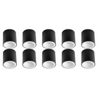 Opbouwspot 10-delige Set - GU10 Fitting - Mat Zwart/Wit - Aluminium