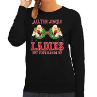 Foute kersttrui - sweater - zwart - All the jingle ladies / single ladies - borsten - dames