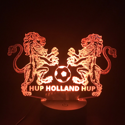 3D LED LAMP - Oranje Leeuw - Hup Holland - Ontwerp-zelf.nl