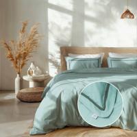 Dekbedovertrek Hotel Deluxe - Tweepersoons (200x220 cm) - Turquoise Microvezel - Dessin: Effen - Luna Bedding - Dekbed-Discounter.nl