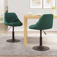 Eetkamerstoelen draaibaar 2 st fluweel donkergroen