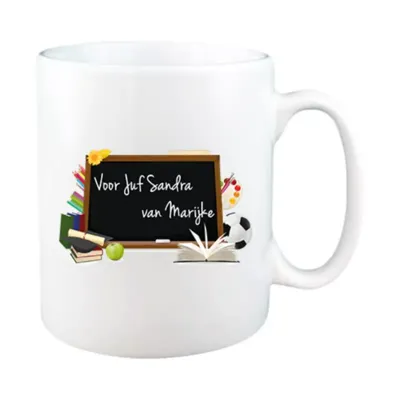 Juf of Meester mok (wit)