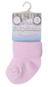Soft Touch babysokken meisjes katoen roze 2-delig